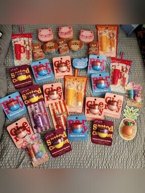 Assorted Sweet Smiles & Girly Lip Balm Set - Pink, Red, Yellow, Purple
